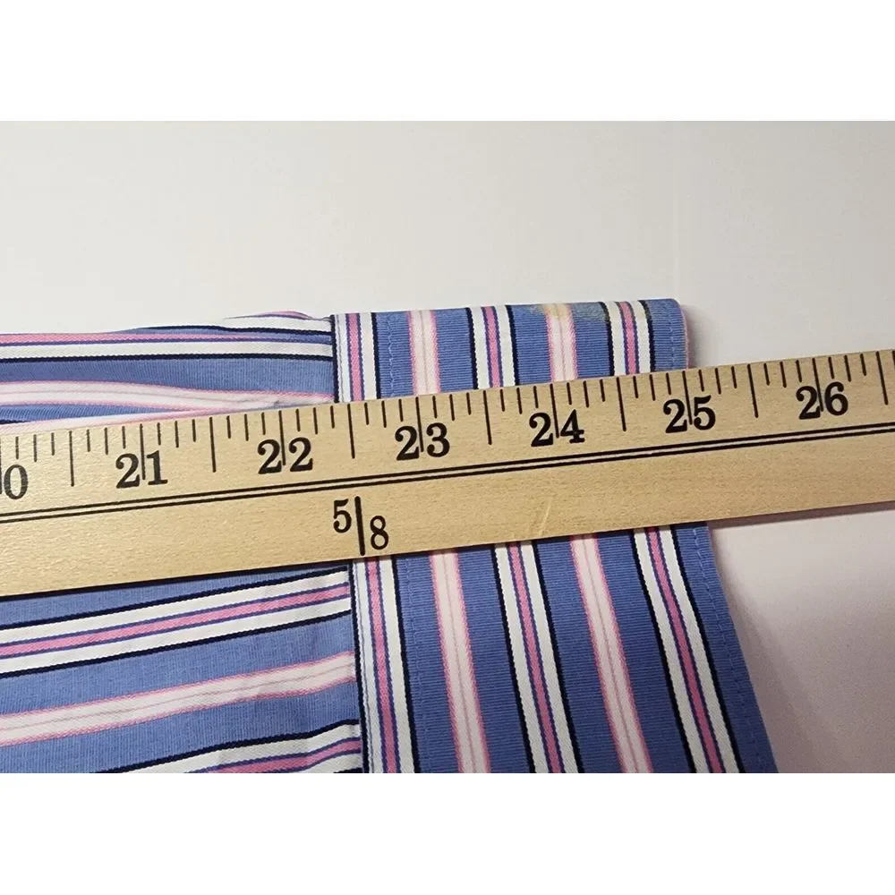 Bugatchi Mens Size Medium Long‎ Sleeve Button Down Blue/Pink Stripes